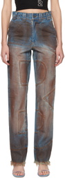 BARRAGÁN Blue & Brown B-Bottom Jeans