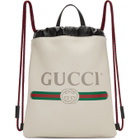Gucci White Small Logo Drawstring Backpack