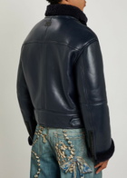 Acne Studios Shearling Leather Jacket Navy