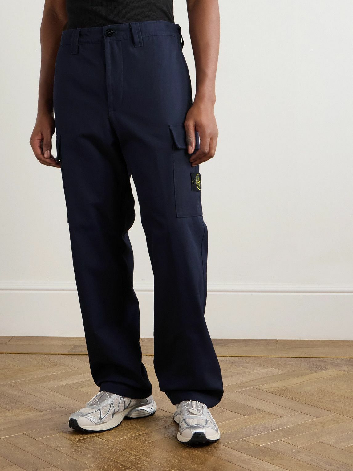 Stone Island - Straight-Leg Cotton-Canvas Cargo Trousers - Blue
