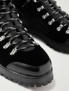 Manolo Blahnik - Janka Leather-Trimmed Velvet Hiking Boots - Black