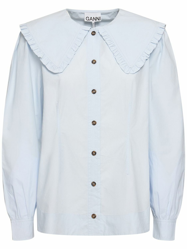 Photo: GANNI Cotton Poplin Frill Collar Shirt