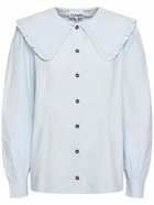 GANNI Cotton Poplin Frill Collar Shirt