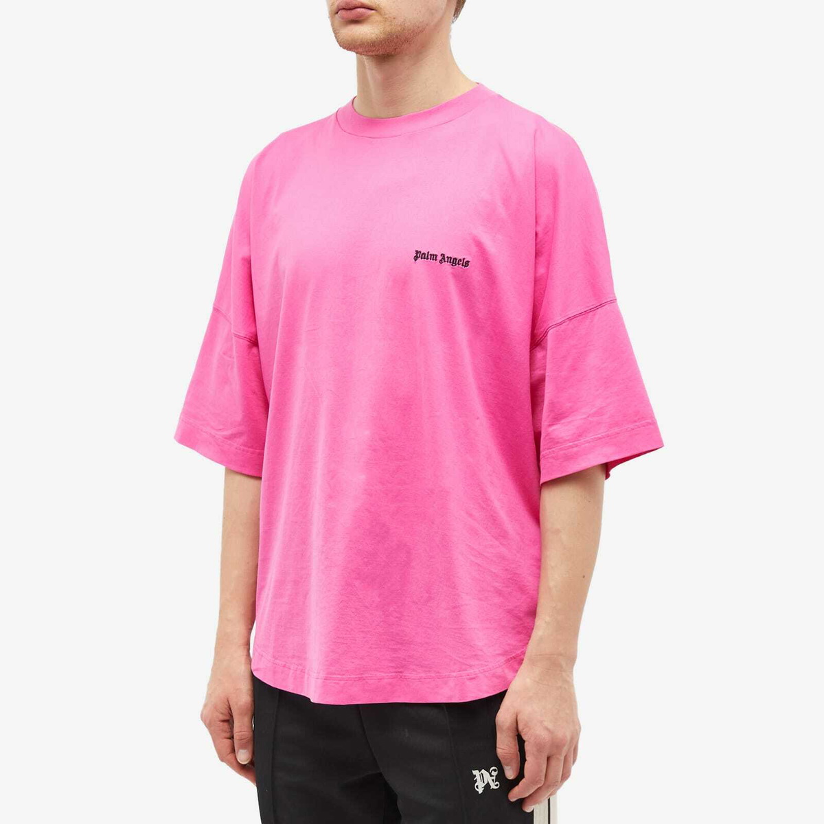 Palm Angels Men's Embroidered Logo Oversized T-Shirt in Fuchsia