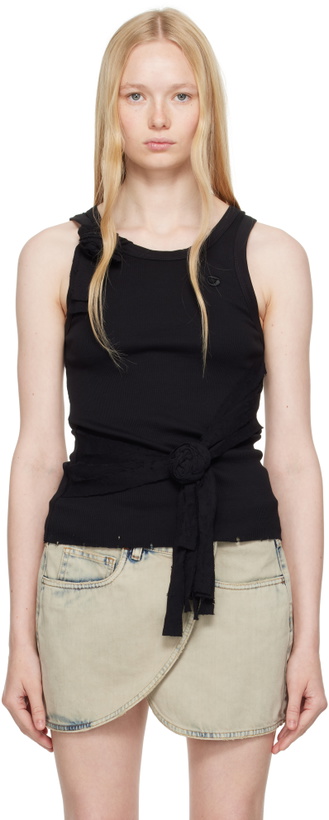 Photo: Coperni Black Distressed Rose Rib Tank Top
