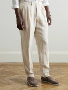 Boglioli - Straight-Leg Pleated Linen Trousers - Neutrals