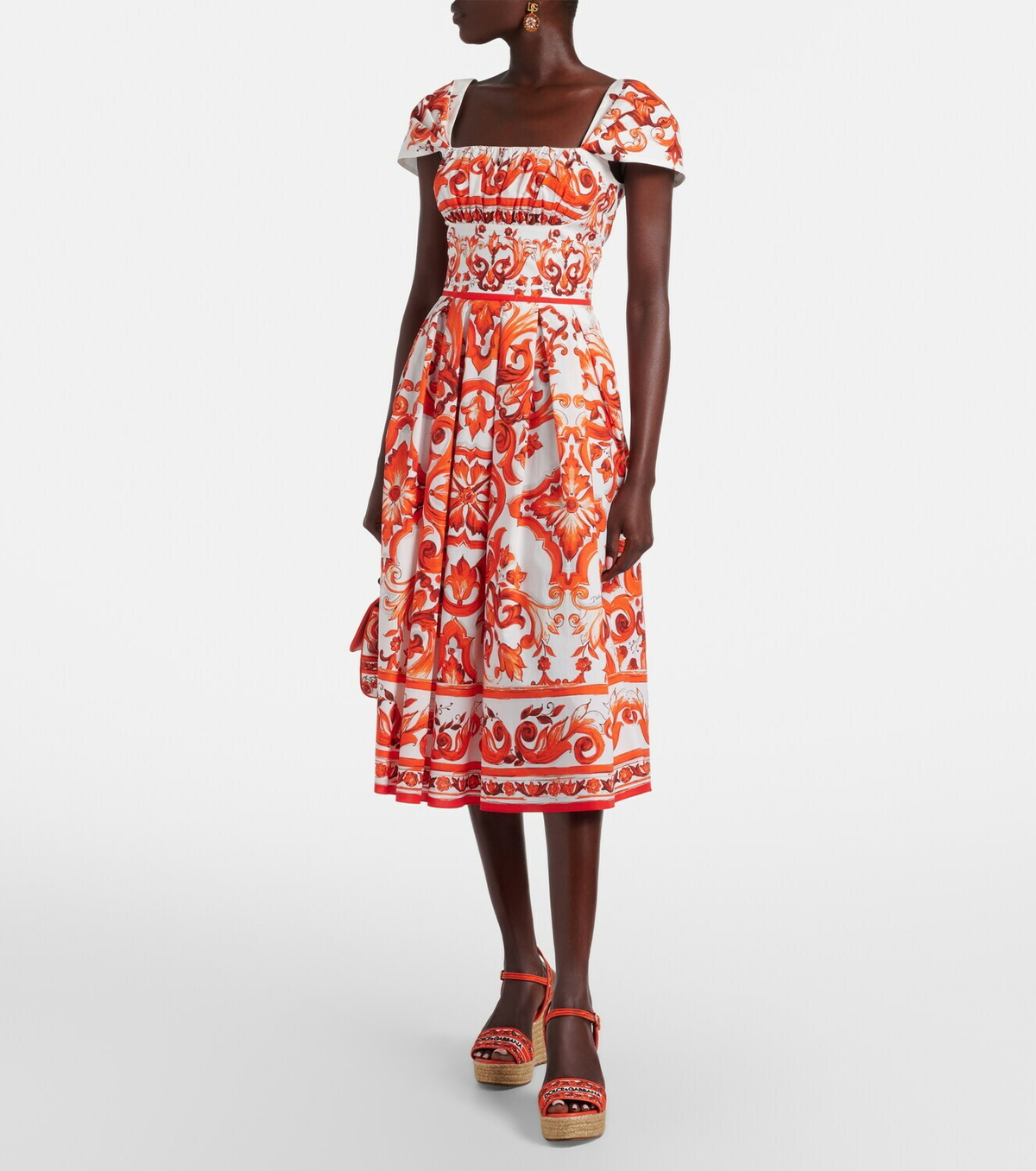 Dolce&Gabbana Majolica printed cotton poplin midi dress