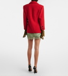 Saint Laurent Lace-trimmed cotton-blend jacquard miniskirt