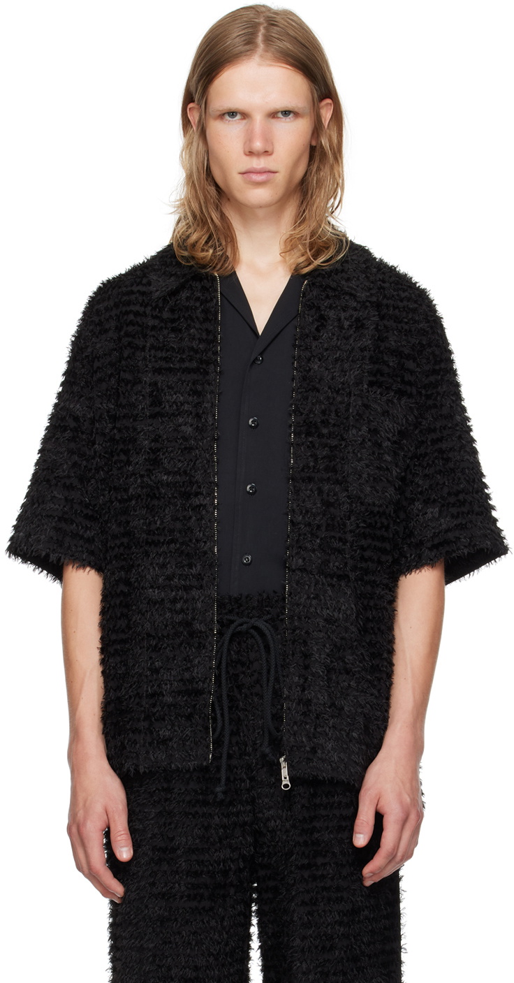 ZIP UP BOX SHIRT / BLK / BRW
