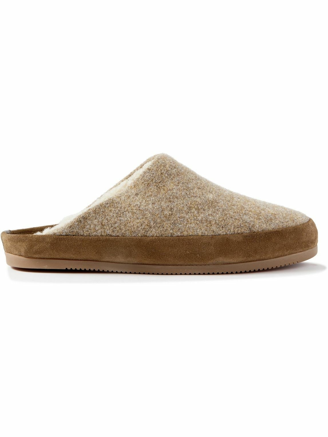 Photo: Mulo - Suede-Trimmed Shearling-Lined Recycled-Wool Slippers - Brown