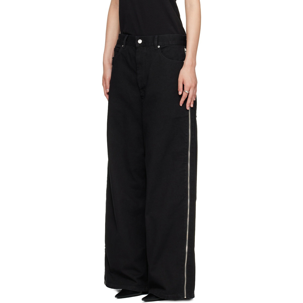 LU'U DAN Black Side Zip Jeans