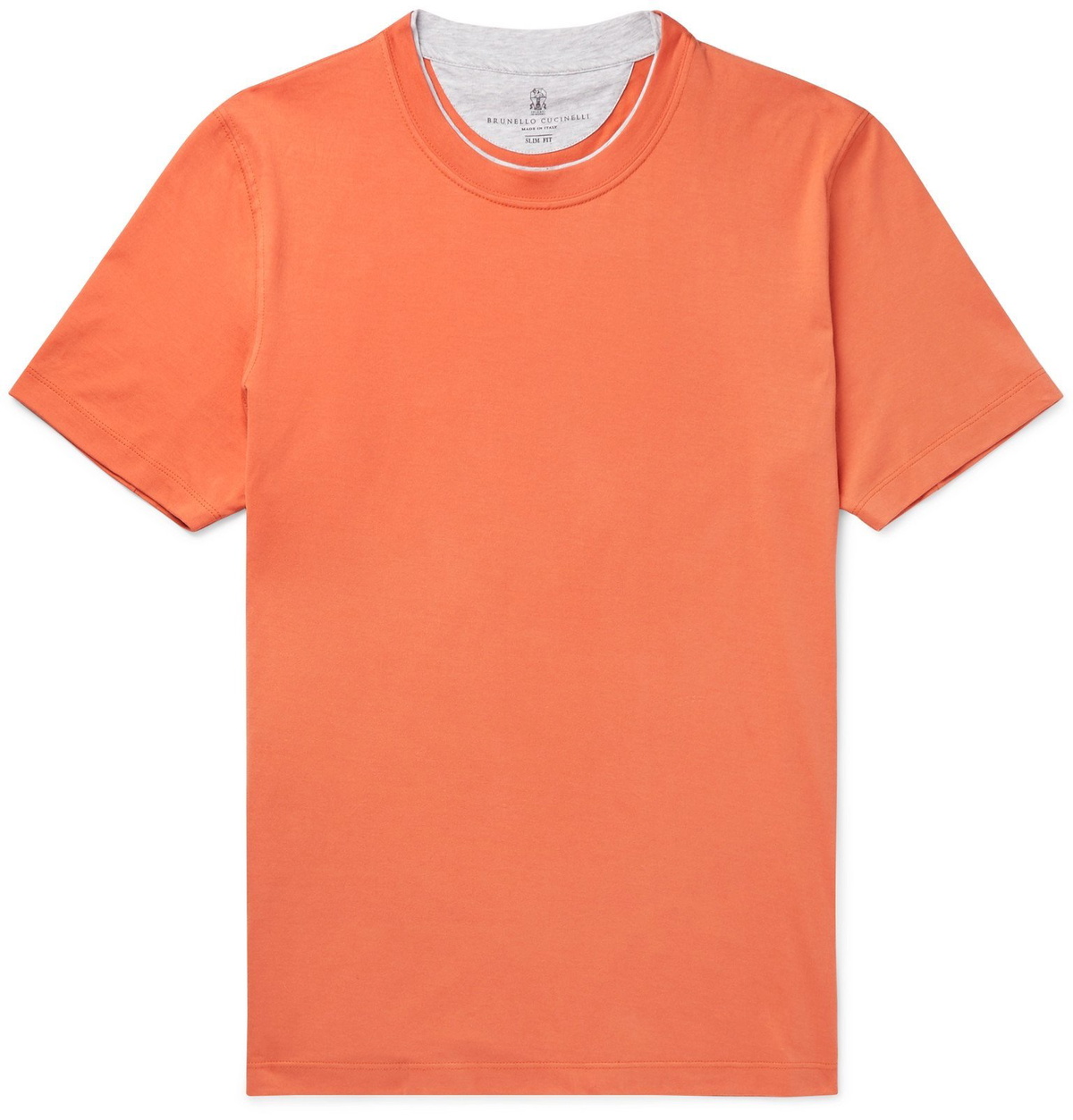 Brunello Cucinelli - Layered Cotton-Jersey T-Shirt - Orange Brunello ...