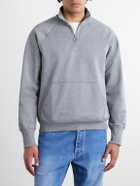 Drake's - Cotton-Jersey Half-Zip Sweater - Gray
