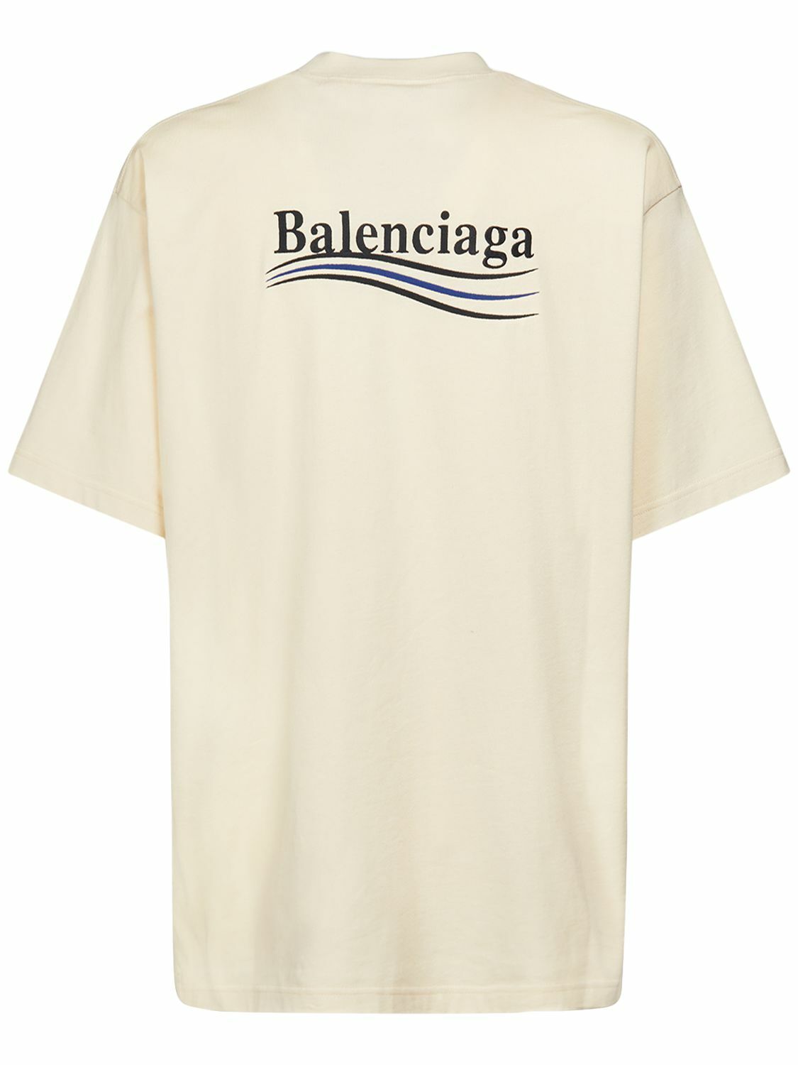 BALENCIAGA - Logo Embroidery Cotton T-shirt Balenciaga