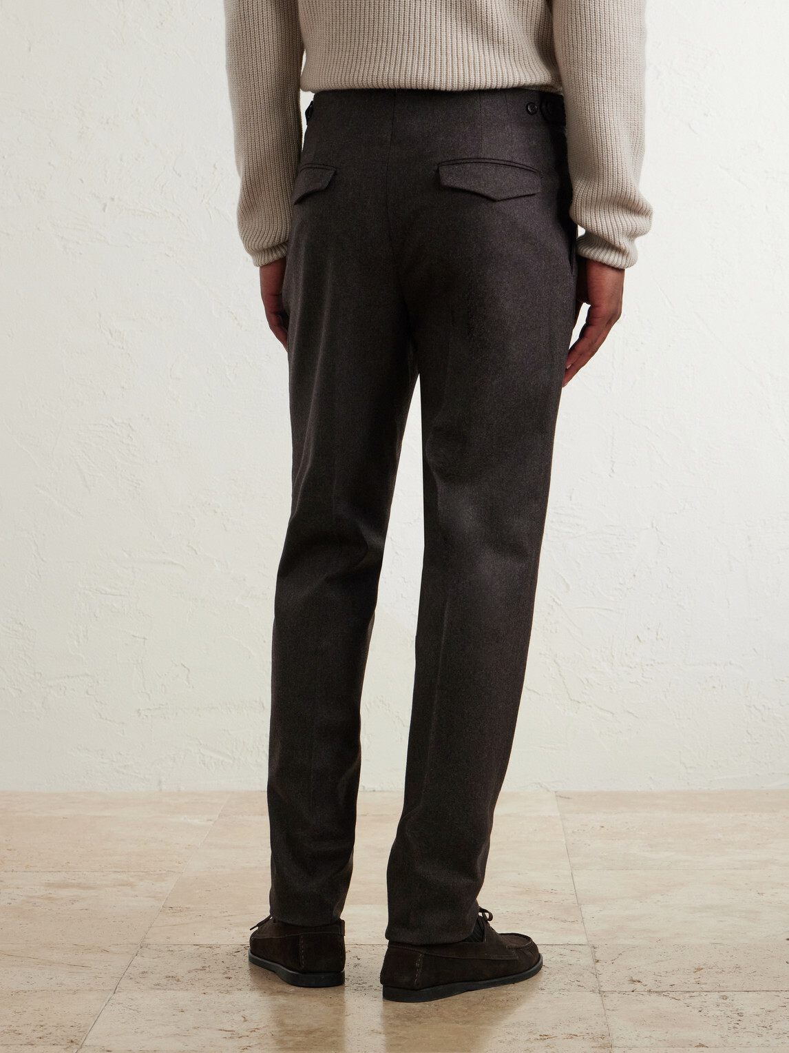 Slowear - Tapered Pleated Wool and Cashmere-Blend Suit Trousers - Brown