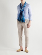 Etro - Slim-Fit Logo-Embroidered Linen Shirt - Blue