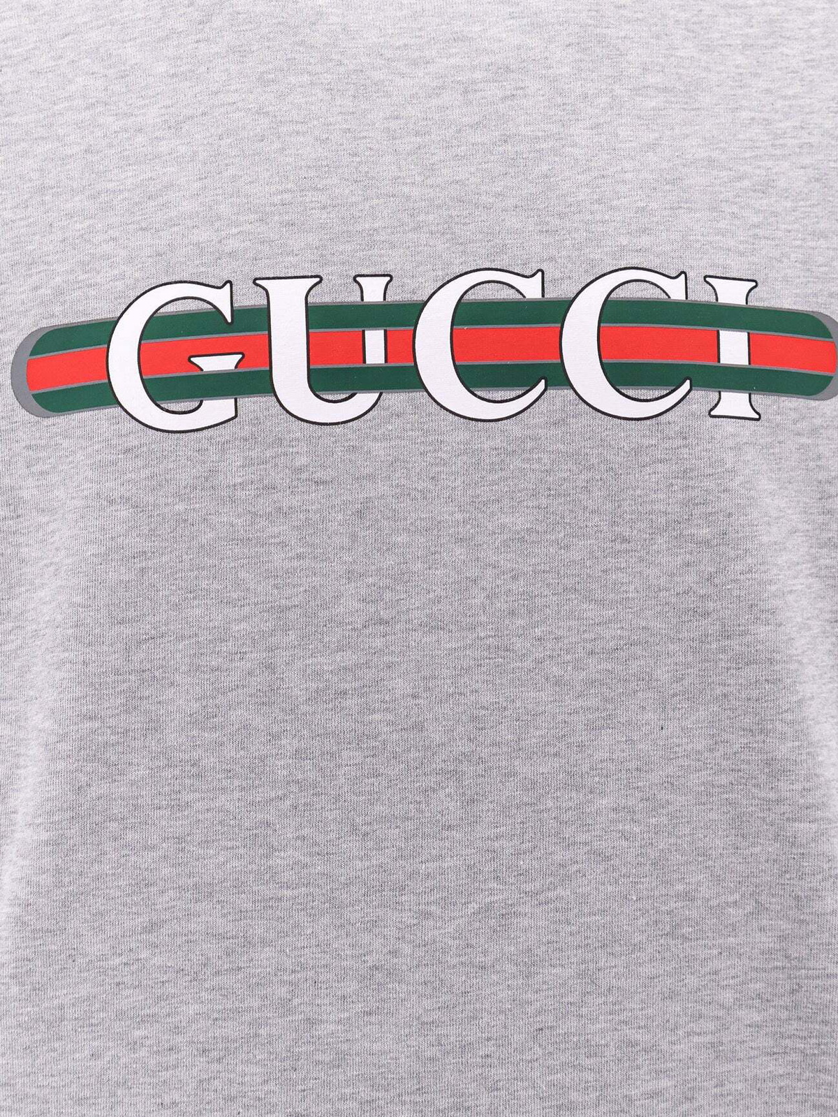 Cotton jersey embossed T-shirt in grey mélange | GUCCI® US