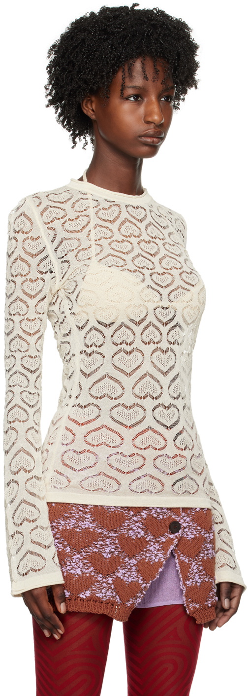 Marco Rambaldi hearts-pattern cropped cardigan - White