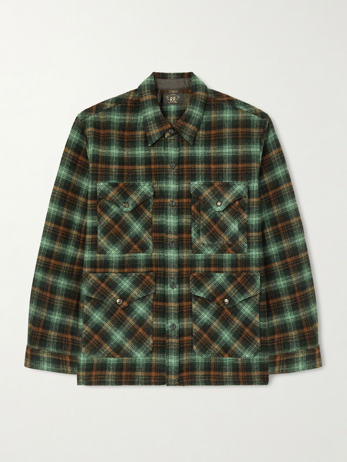 RRL - Checked Wool Overshirt - Green