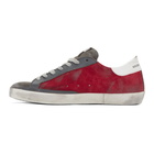 Golden Goose Red and Grey Suede Superstar Sneakers