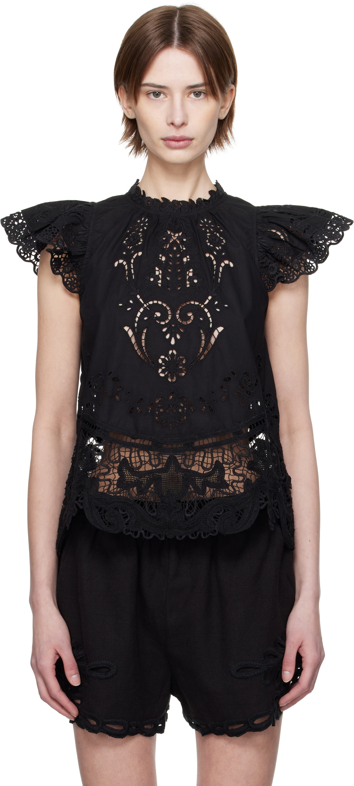 SEA NY Black Gianna Blouse