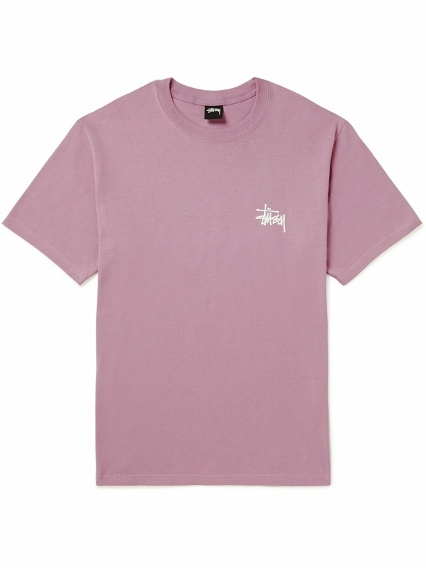 Photo: Stussy - Logo-Print Garment-Dyed Cotton-Jersey T-Shirt - Pink