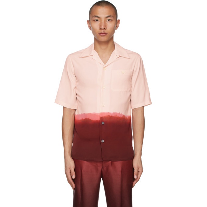 Photo: Alexander McQueen Pink and Burgundy Gradient Print Short Sleeve Shirt