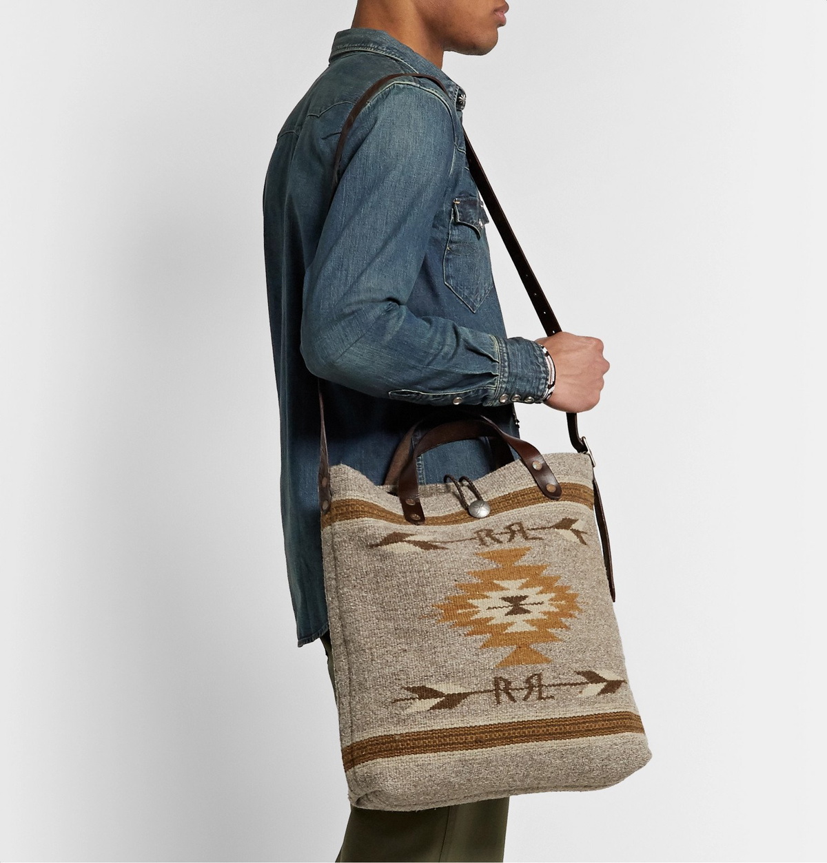 RRL Men's Leather-trimmed Logo-Print Tote Bag