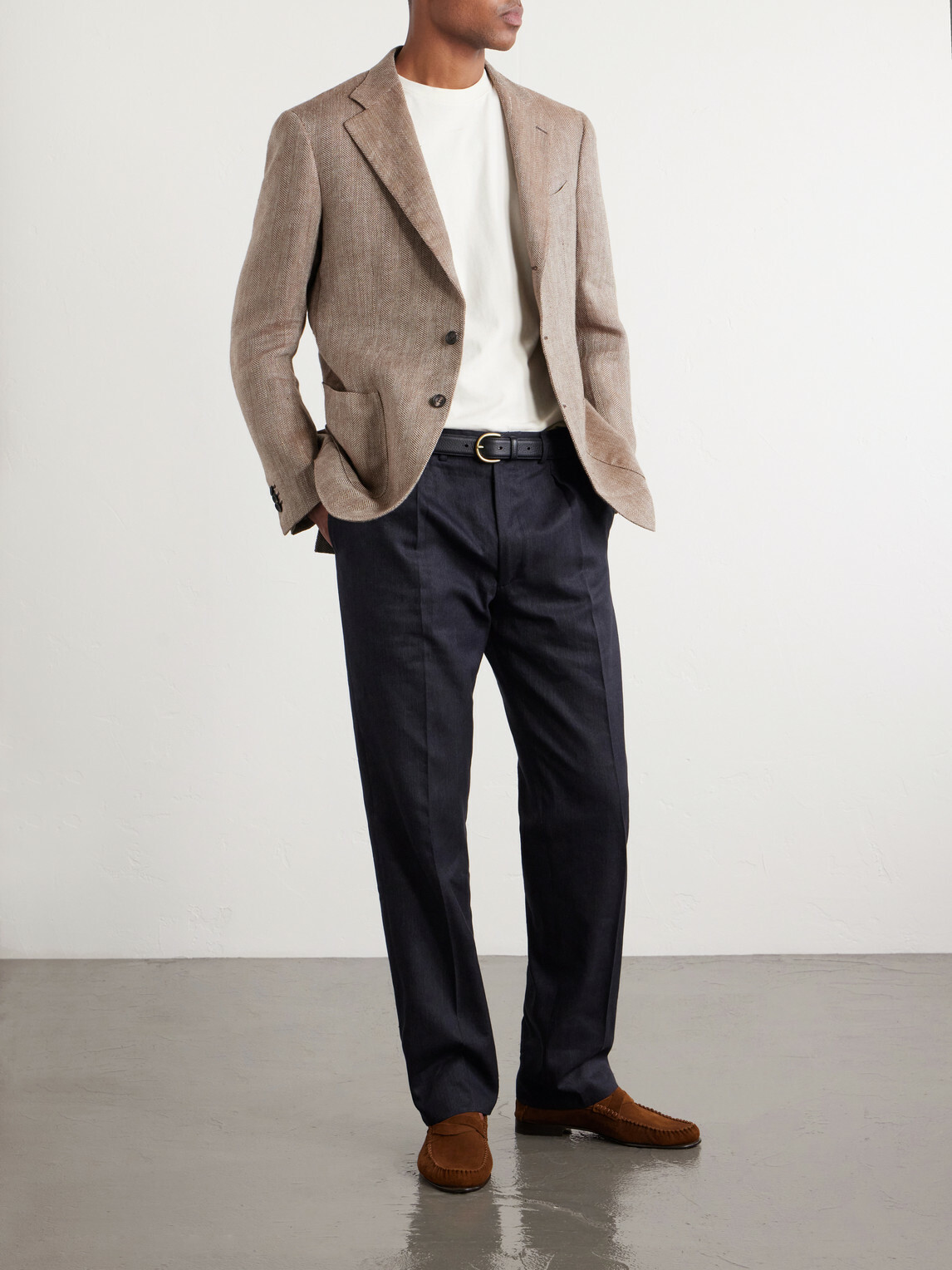 J. Mueser - Waverly Straight-Leg Cotton and Linen-Blend Twill Suit Trousers - Black