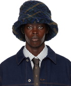 Burberry Navy Check Fleece Bucket Hat