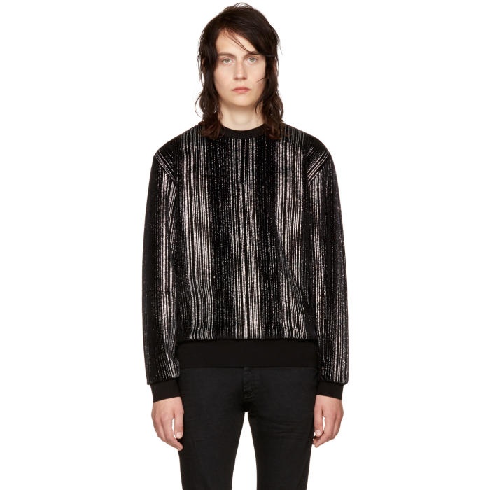 Photo: Saint Laurent Black Striped Glitter Sweatshirt