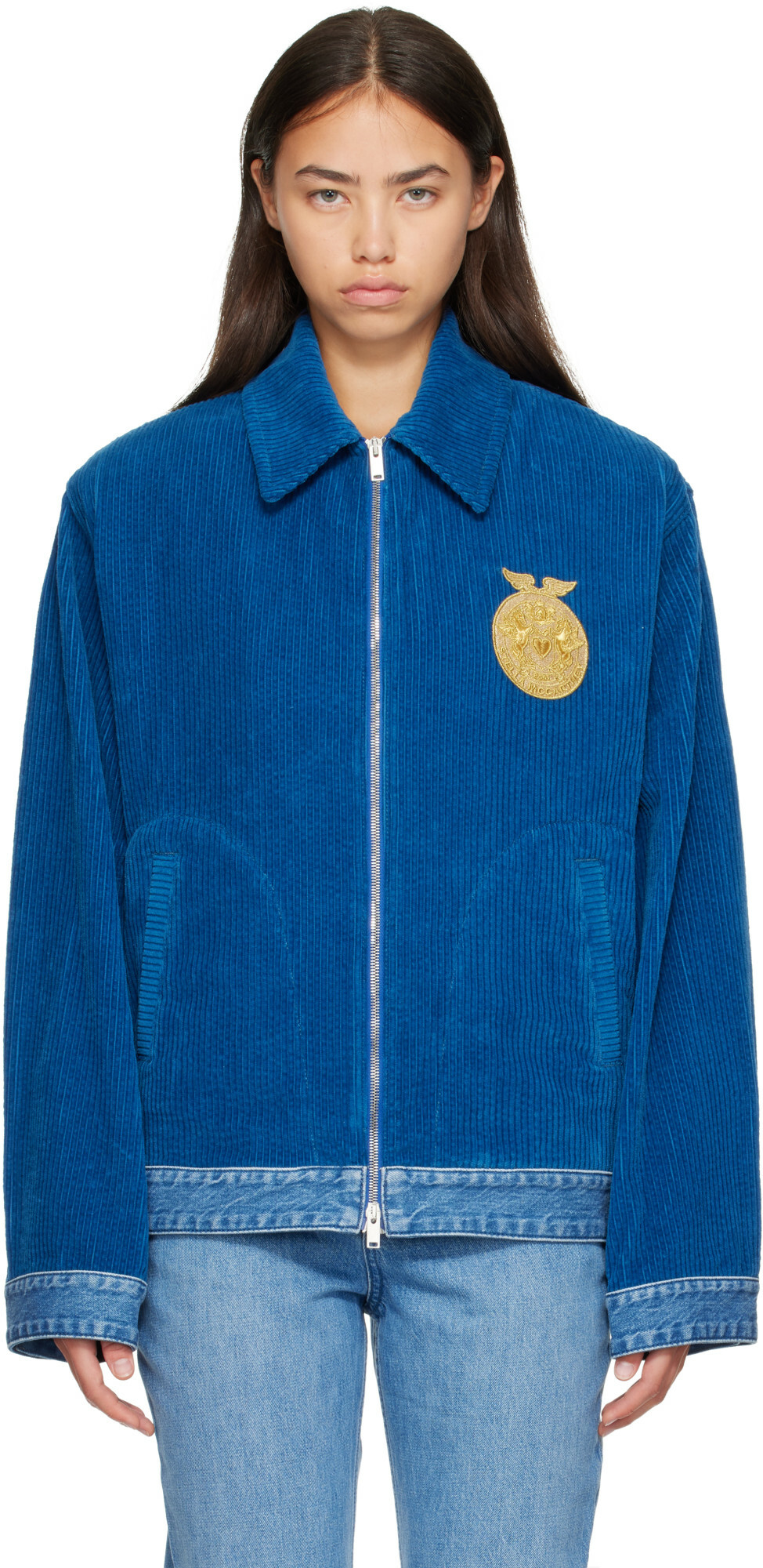 Stella McCartney Blue Corduroy Panel Denim Jacket