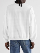 Guess USA - Logo-Embroidered Distressed Cotton-Jersey Sweatshirt - White