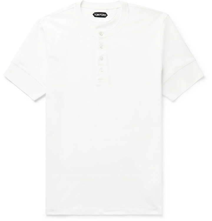 Photo: TOM FORD - Slim-Fit Cotton-Jersey Henley T-Shirt - White