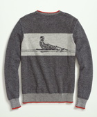 Brooks Brothers Men's Supima Cotton Intarsia Rower Crewneck Sweater | Navy