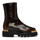 Peter Do Brown Metal Square Toe Combat Boots