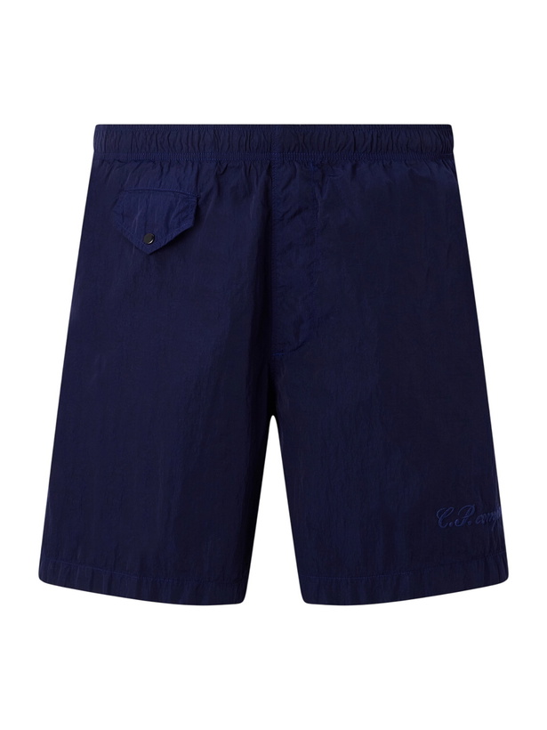 Photo: C.P. Company - Straight-Leg Mid-Length Garment-Dyed Swim Shorts - Blue
