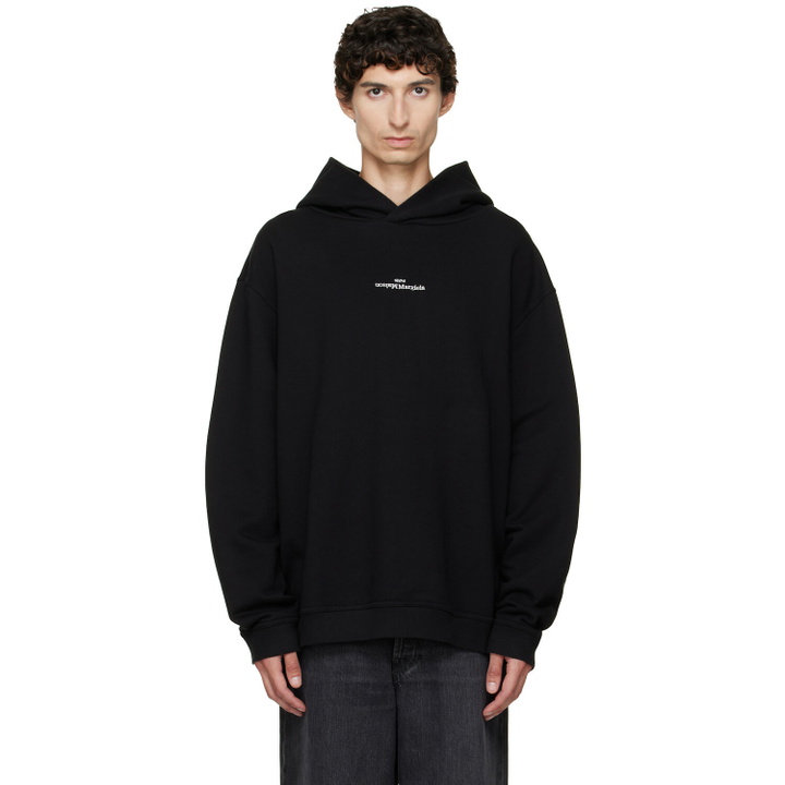Photo: Maison Margiela Black Reversed Logo Hoodie