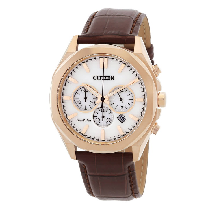 Photo: Citizen Eco-Drive Chronograph Ivory White Dial Mens Watch CA4593-15A