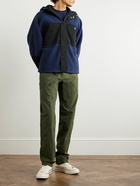 Maison Kitsuné - Logo-Appliquéd Shell-Trimmed Fleece Hooded Jacket - Blue