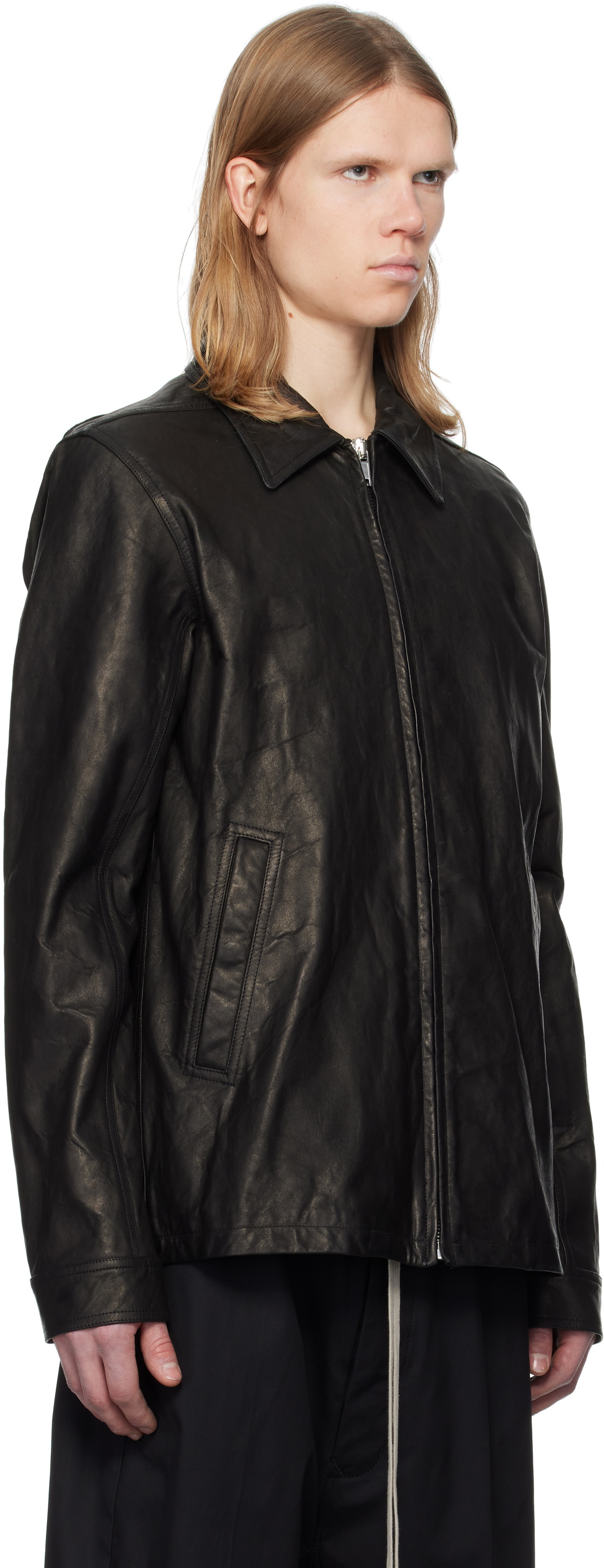 Rick Owens Black Hollywood Brad Leather Jacket Rick Owens