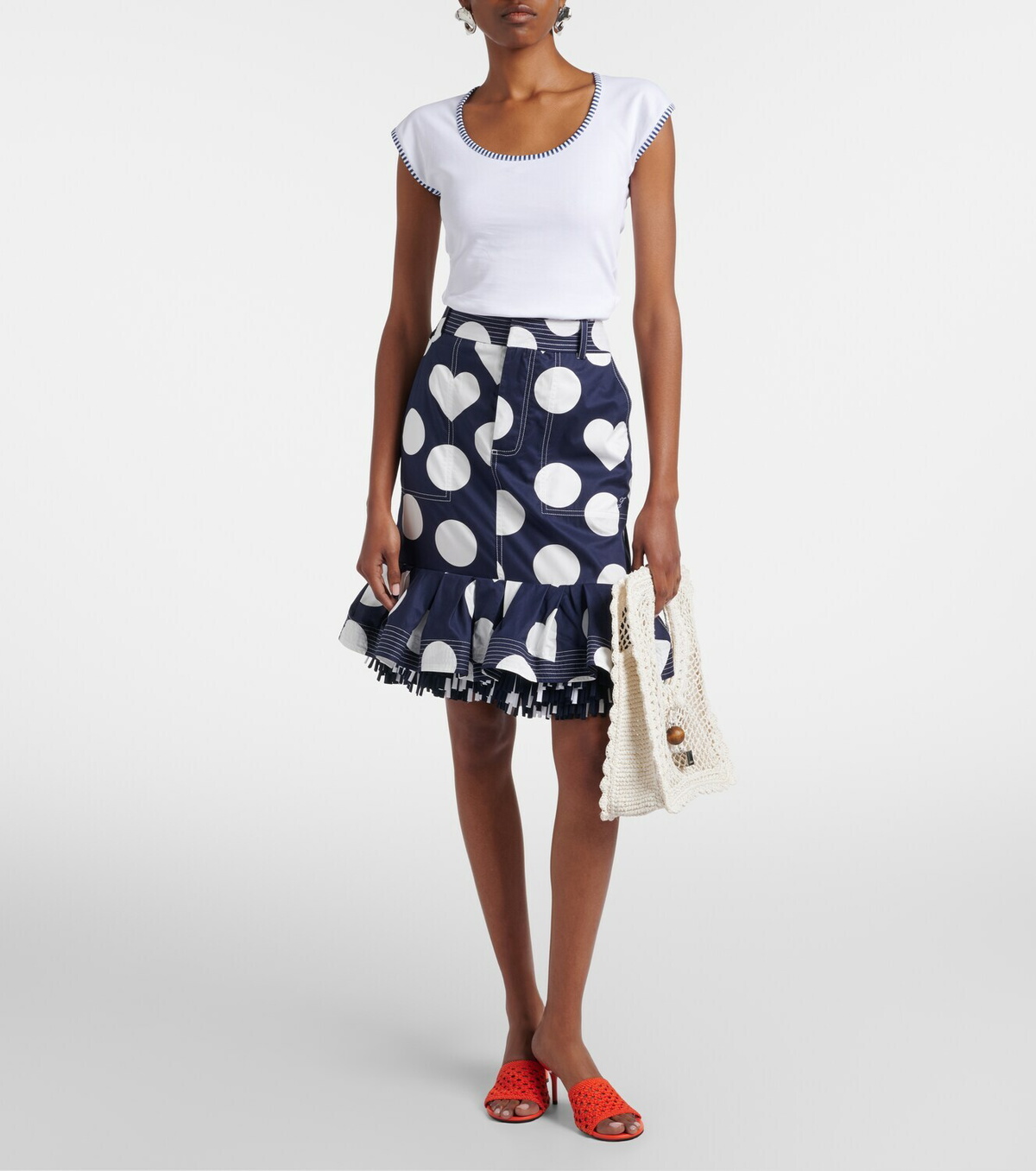 Jacquemus Cabana printed cotton poplin midi skirt