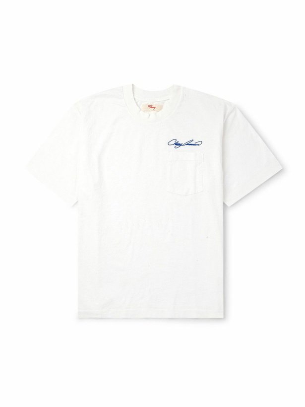 Photo: Cherry Los Angeles - Distressed Logo-Embroidered Cotton-Jersey T-Shirt - White