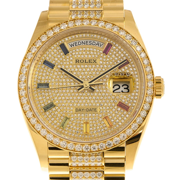 Photo: Rolex Day-Date 36 Paved Dial 18kt Yellow Gold Diamond-Set President Watch 128348DSDP