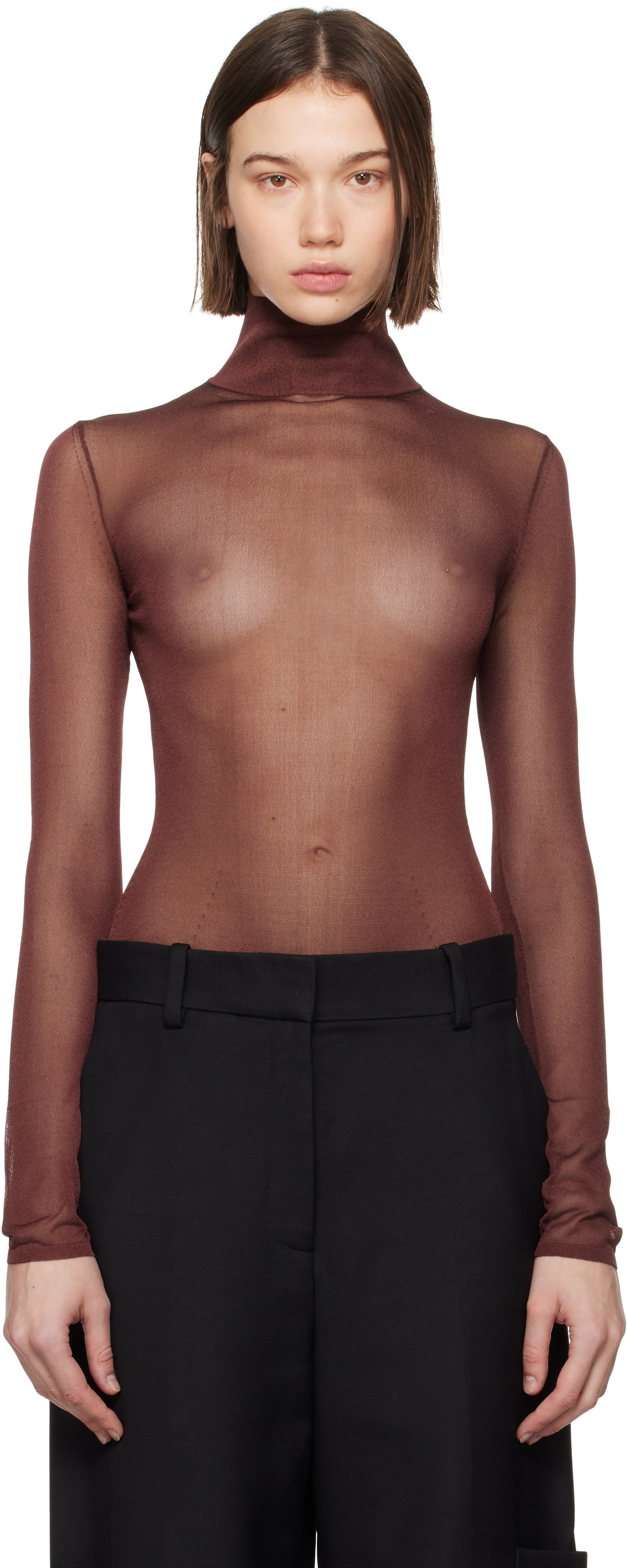 KHAITE Burgundy Tallin Bodysuit