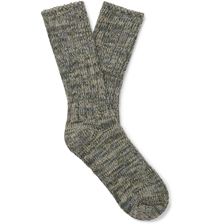 Photo: Thunders Love - Mélange Recycled Cotton-Blend Socks - Green