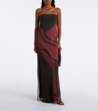 SIR Printed silk satin maxi dress