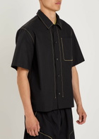 Moncler Contrast-stich Cotton-poplin Shirt Black
