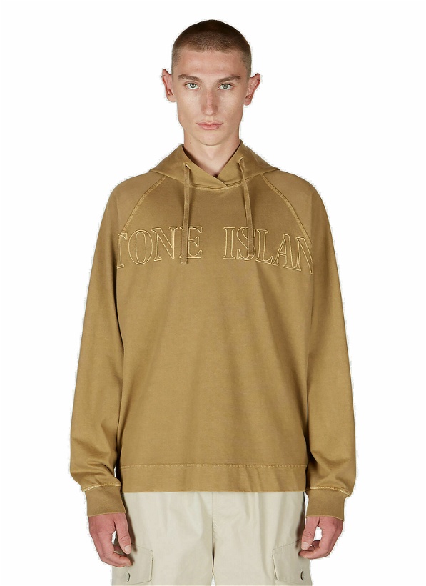 Photo: Stone Island - Logo Embroidery Hooded Sweatshirt in Brown