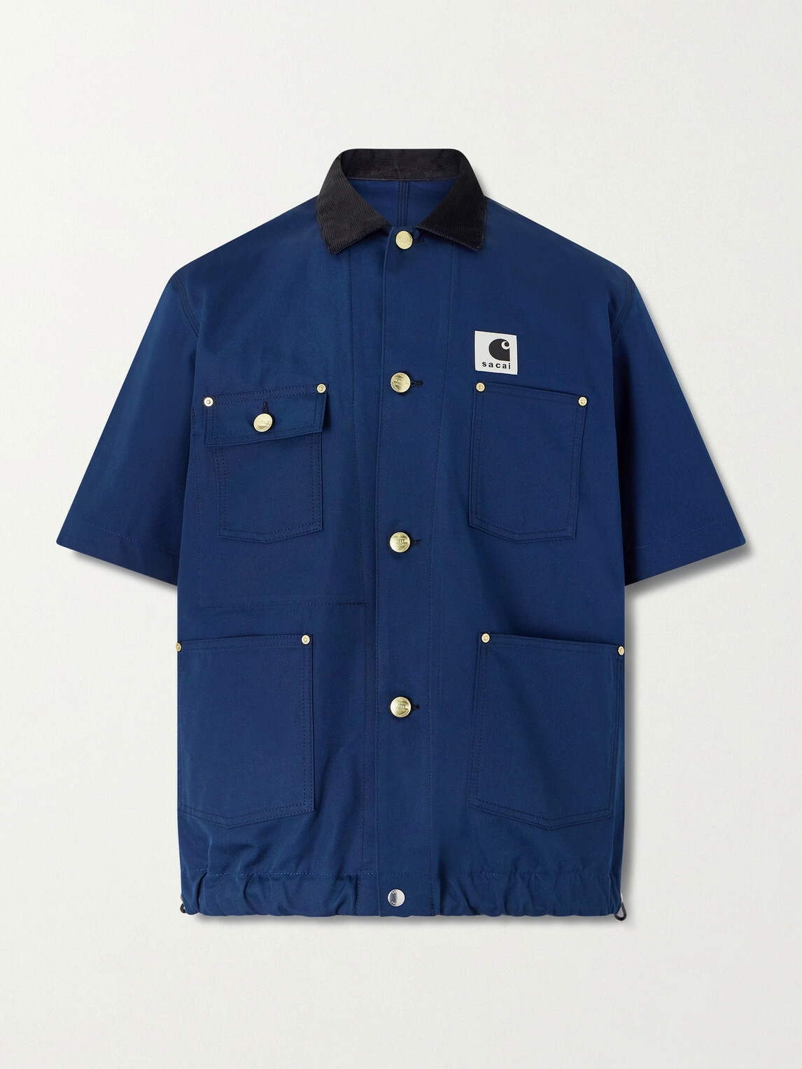 Sacai - Carhartt WIP Logo-Appliquéd Corduroy-Trimmed Cotton-Canvas Shirt - Blue
